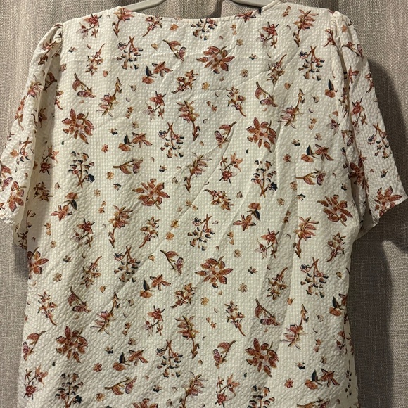 Madewell | Silk Floral Print Blouse - Cream Color | Size 14 - Picture 5 of 12
